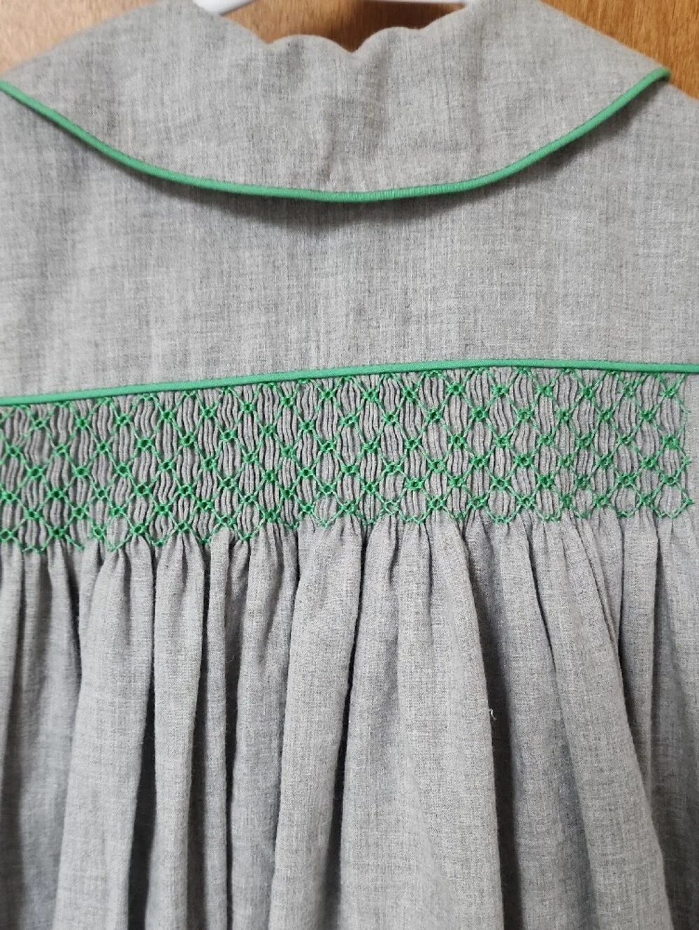 Smocked Coat Girls' 4t with Green Smocking Fleece Lined.